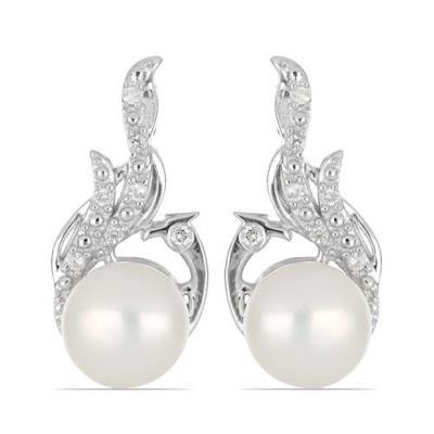 BUY STERLING SILVER NATURAL WHITE FRESHWATER PEARL GEMSTONE EARRINGS